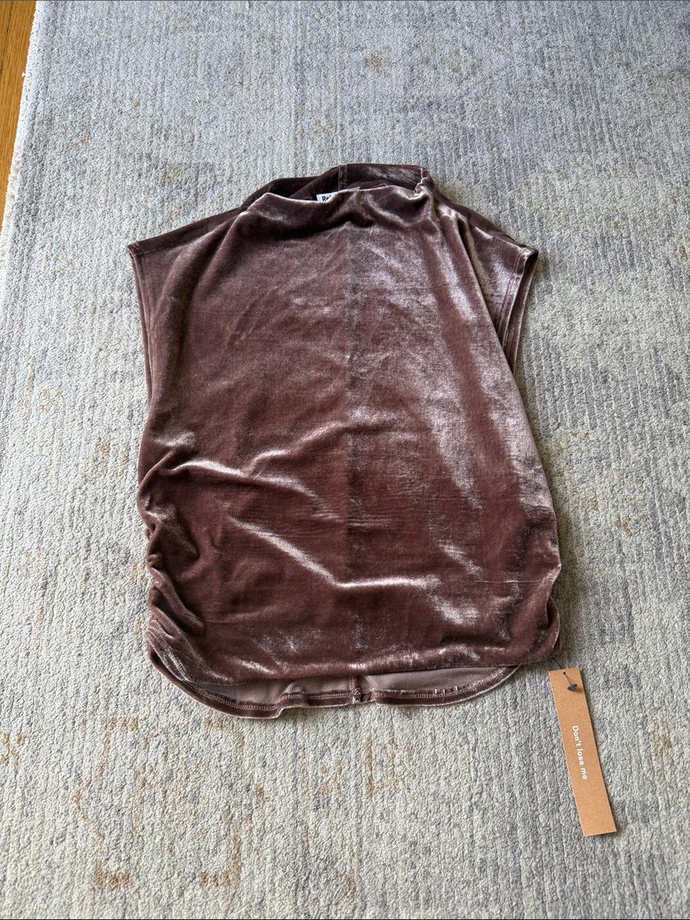 Reformation Velvet Mock Neck Tank Top - Mauve color